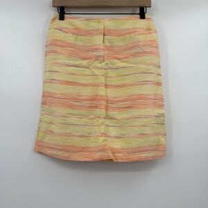 Harve Bernard Skirt Women 8 Yellow Stripes Linen Blend Mid Rise Colorful